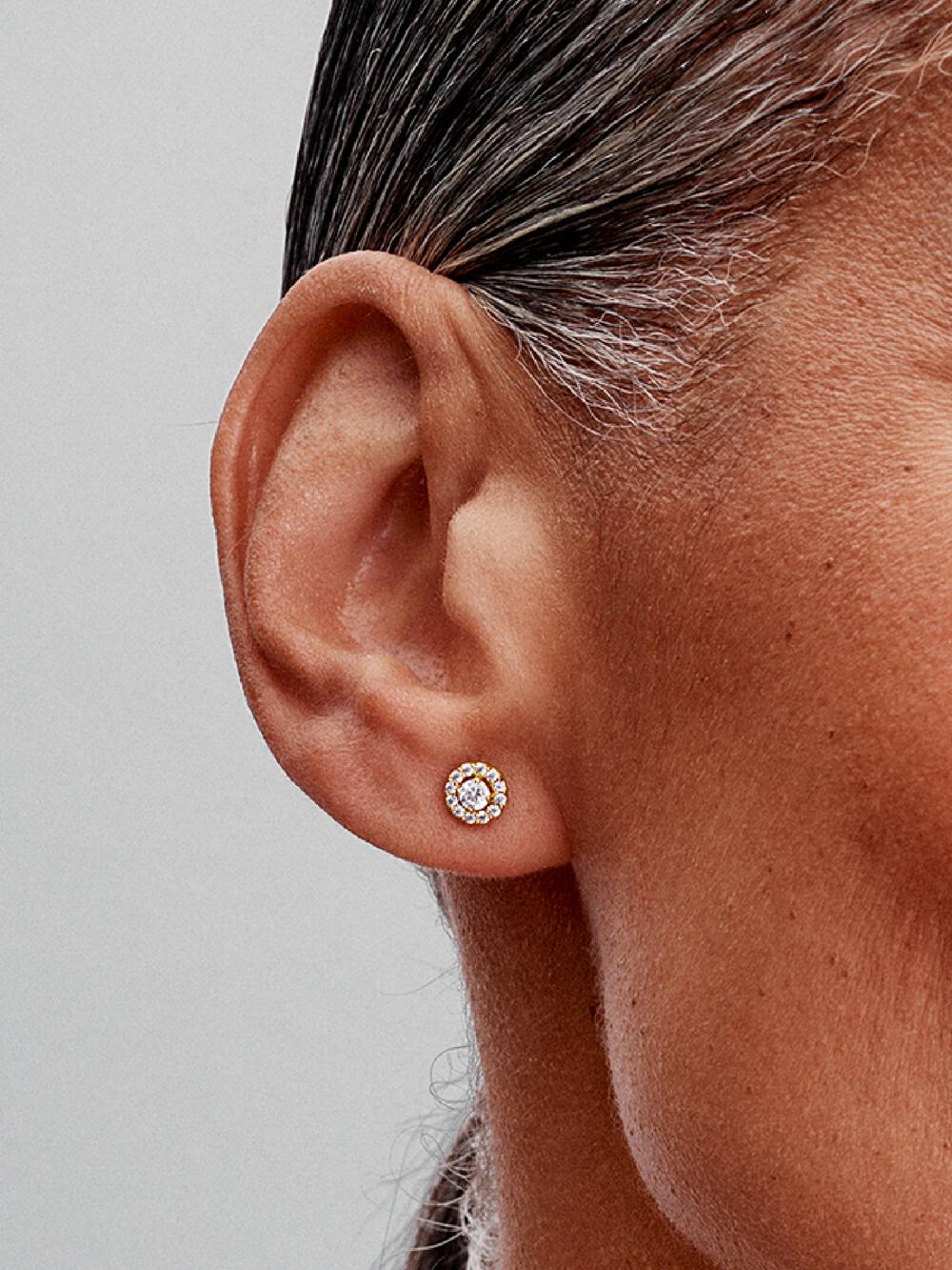 Round Pavé Halo Stud Earrings