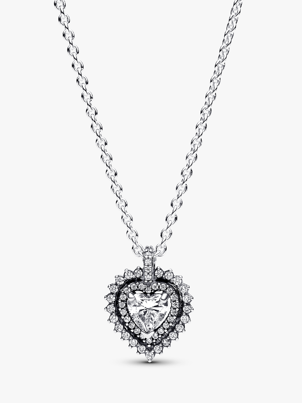 Sparkling Heart Halo Pendant Necklace